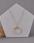 Half Diamond Half Gold Circle Pendant -19mm