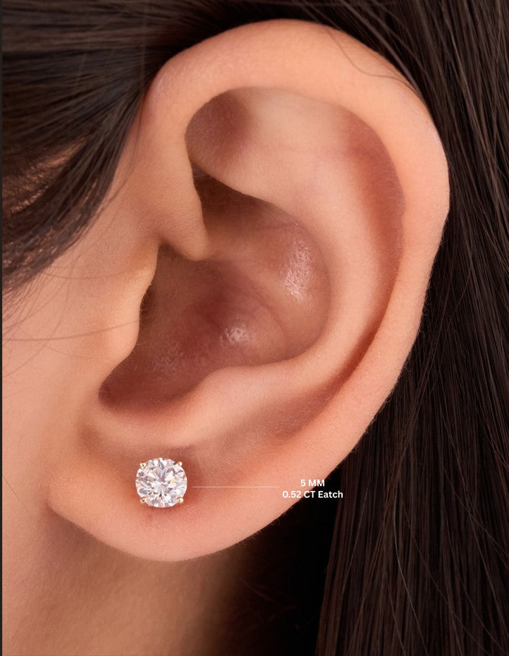 Lab Grown Diamond Stud Earrings Round 0.52 ct. each