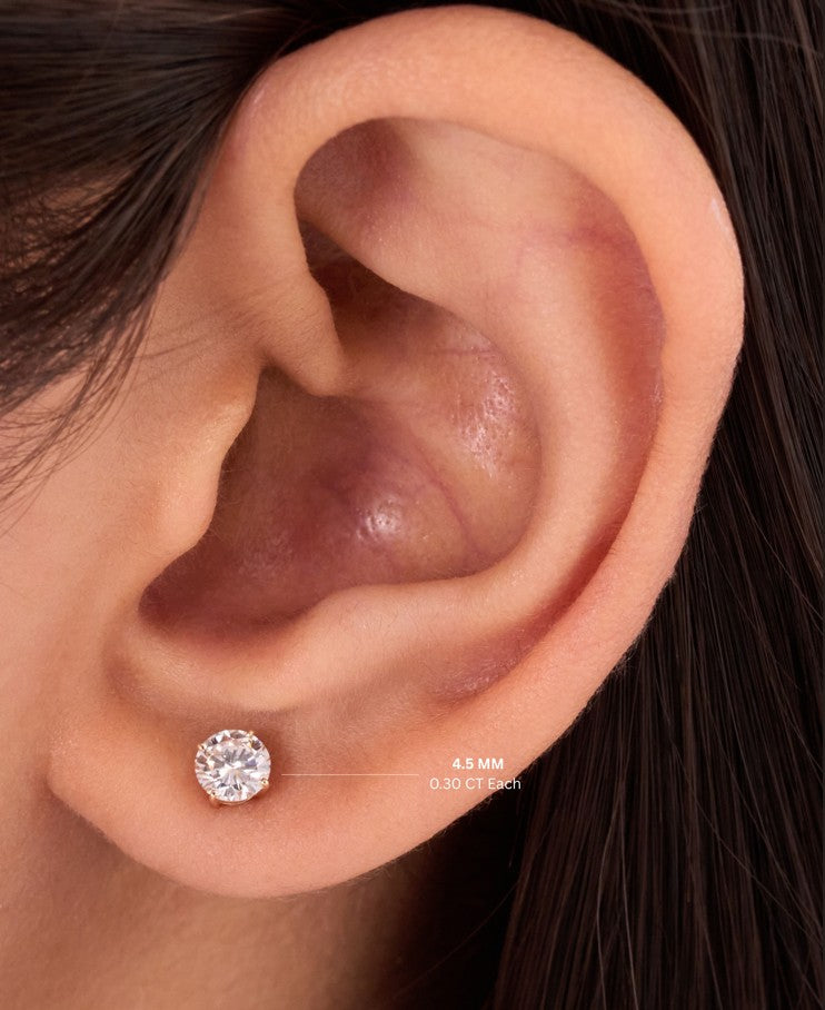 Lab Grown Diamond Stud Earrings Round 0.30 ct. each